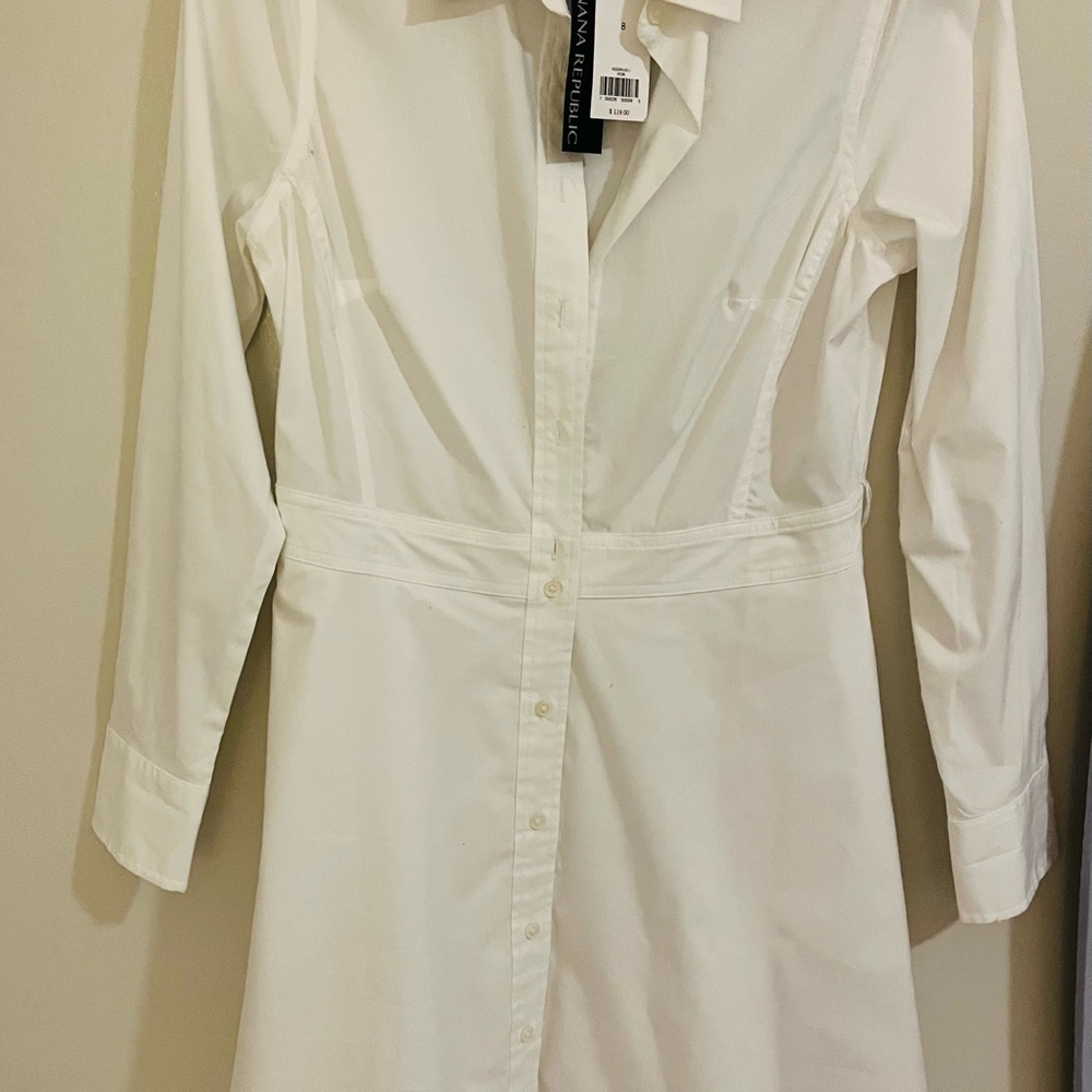 Banana Republic Classic White Long Sleeve Dress